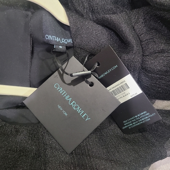 CYNTHIA ROWLEY 🏷️NWT Black Organiza Drop Waist Tiered Ruffle Elbow Sleeve S - Picture 7 of 7